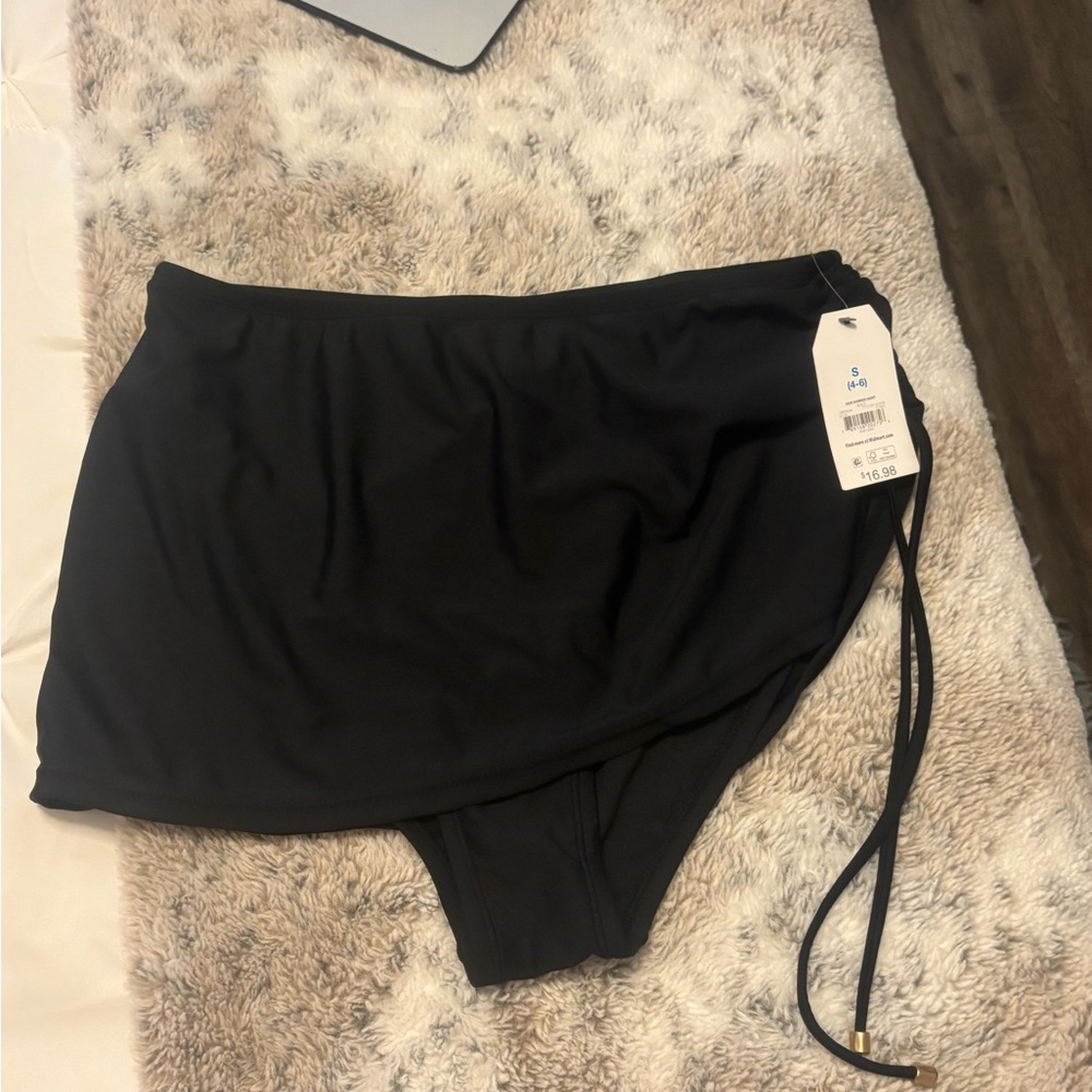 Black Swim Skirt with Attached Bottoms